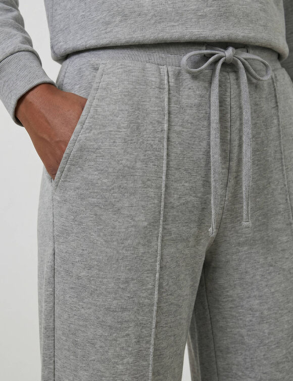 Pantalon coupe large, taille &eacute;lastiqu&eacute;e, maille milano (gris chin&eacute;)
