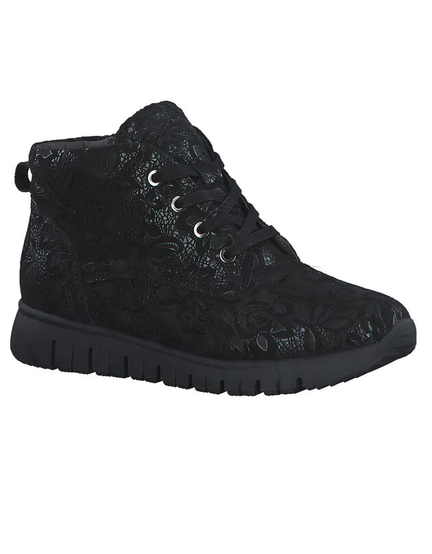 Bottines met leren bovenwerk - comfortbreedte (zwart)