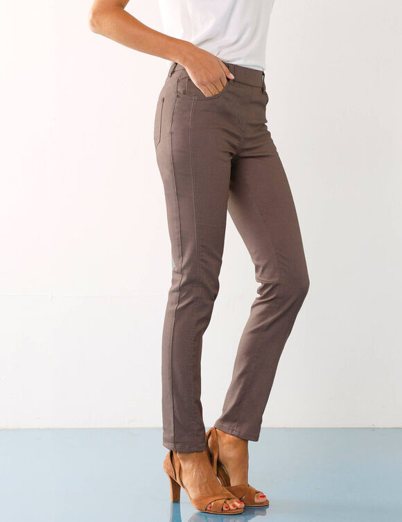 Pantalon stretch coutures affinantes (taupe)