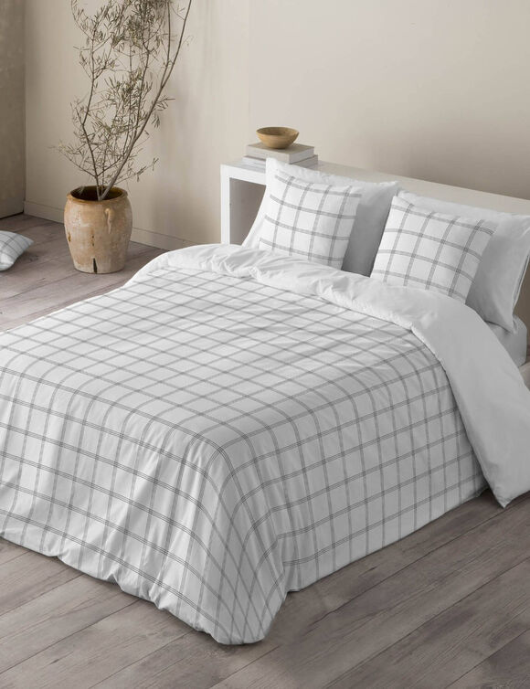 Bedlinnen Emile in katoen met ruitenprint (wit)
