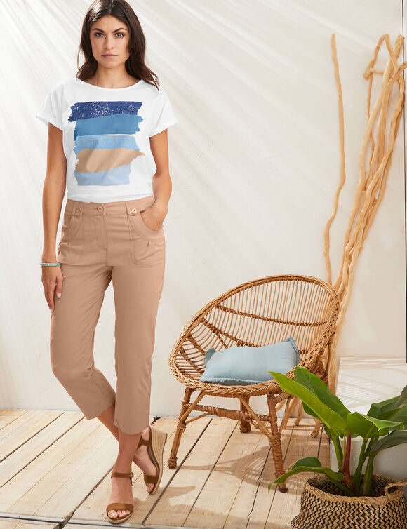 Pantacourt droit stretch (noisette)