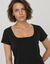 T-shirt col carr&eacute;, manches courtes (noir)