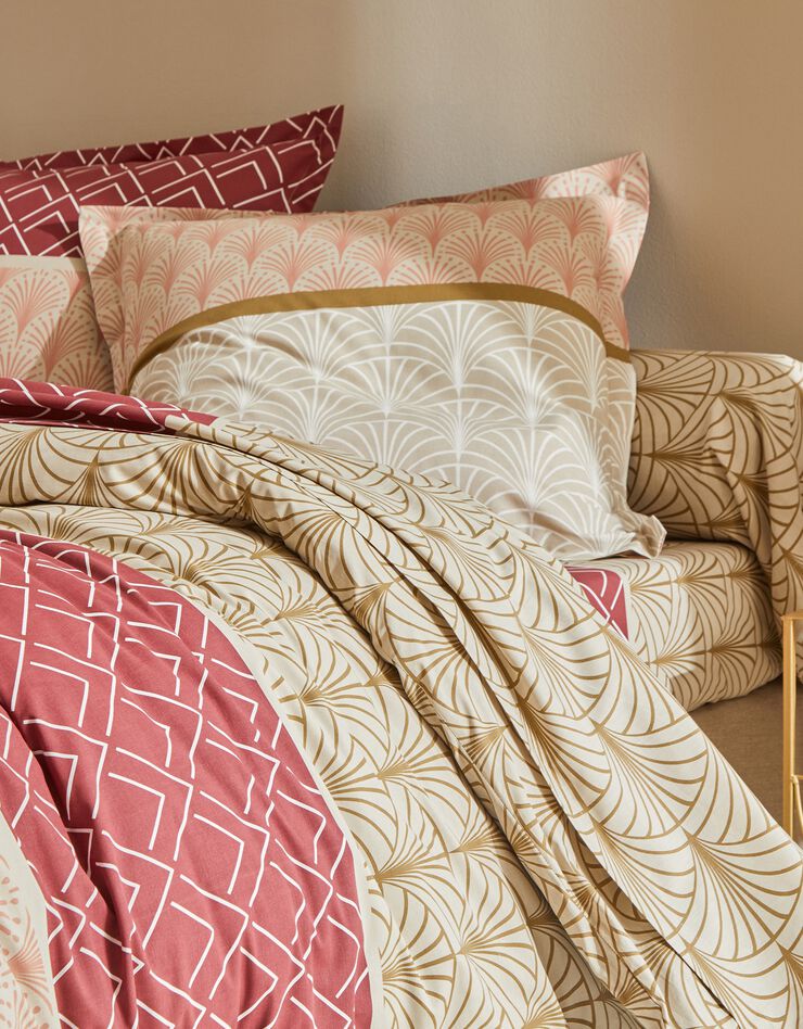 Linge de lit Eddy en coton à motifs graphiques (sable)