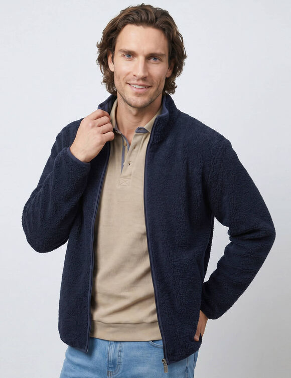 Blouson r&eacute;versible col montant zipp&eacute; (marine)