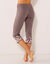 3/4-broek met bloemenprint onderaan - katoenjersey (taupe)