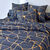 Linge de lit Geoffroy en coton à motifs graphiques (marine)
