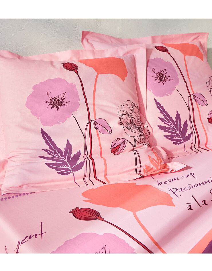Linge de lit Coquely en polycoton à motifs coquelicot, rose Linge de lit Coquely en polycoton à motifs coquelicot, rose, hi-res image number 4