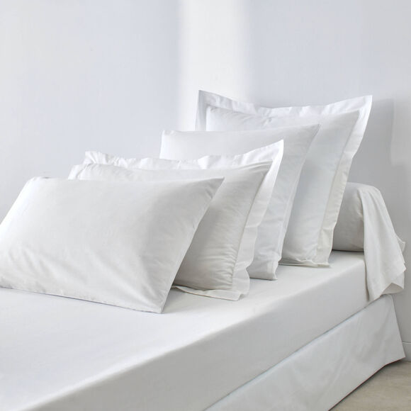 Linge de lit uni coton  (blanc)