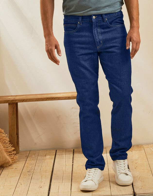 Jeans met elastische tailleband opzij - binnenpijplengte 72 cm (raw)