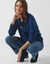 Gilet zippé en maille perlée (bleu encre)