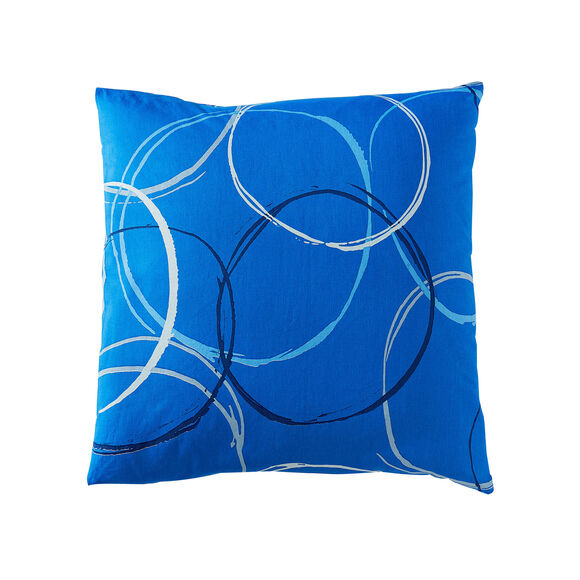 Linge de lit Noémie en polyester-coton imprimé cercles (bleu)