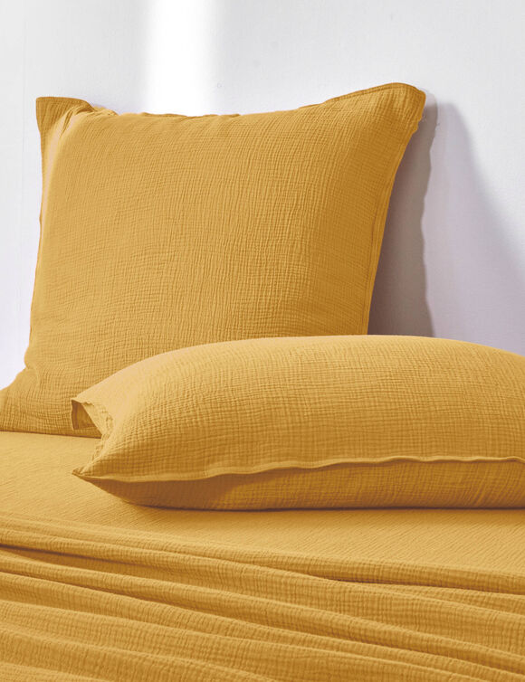 Linge de lit uni - double gaze de coton (miel)