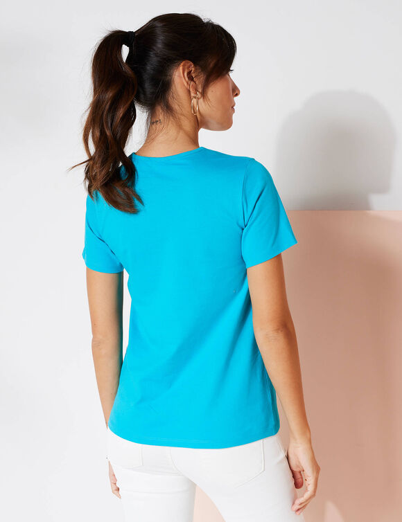 T-shirt manches courtes imprimé papillon (turquoise)