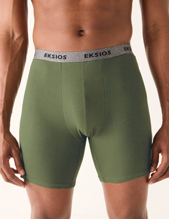 Boxer long coupe short - lot de 2 (marine + tilleul)