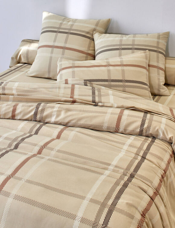 Linge de lit Karl imprimé écossais, en flanelle  (beige)