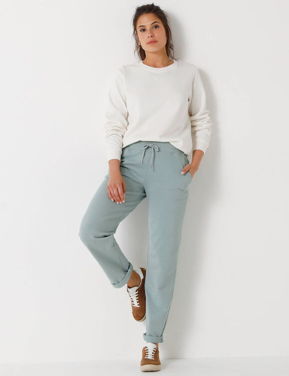 Pantalon jogpant ceinture élastiquée molleton  (vert grisé)