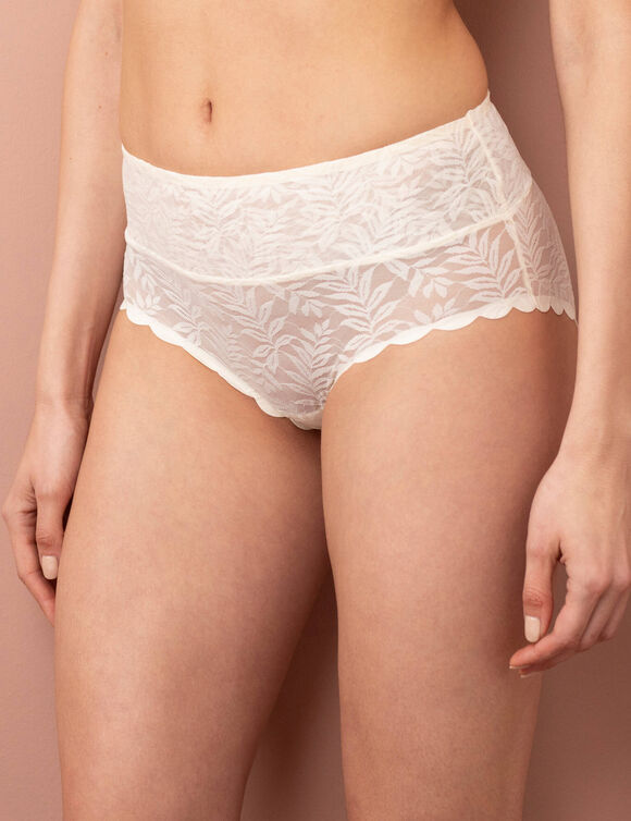 Culotte taille  haute microfibre et dentelle grand confort invisible - Lot de 2 (ivoire)