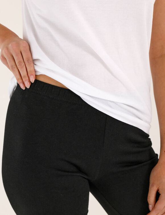 Set van 2 kuitlange leggings, elastische taille (zwart)