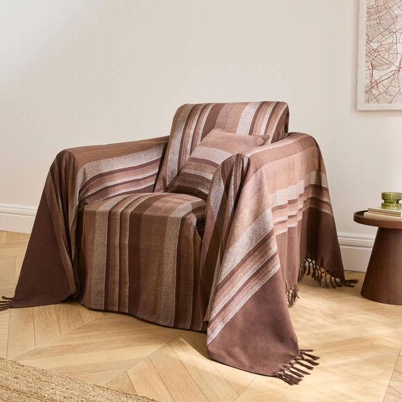 Veelkleurig artisanaal geweven sprei of plaid (chocolade)