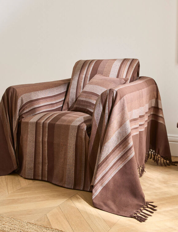 Veelkleurig artisanaal geweven sprei of plaid (chocolade)