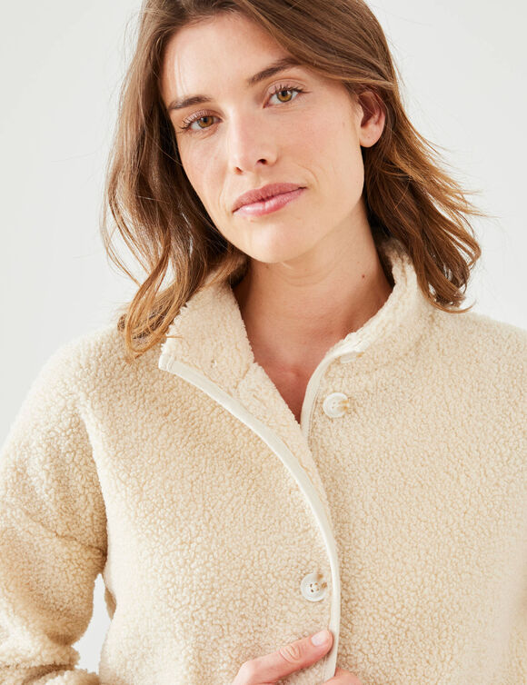 Homewear jasje in lusjesstof (grijsbeige)