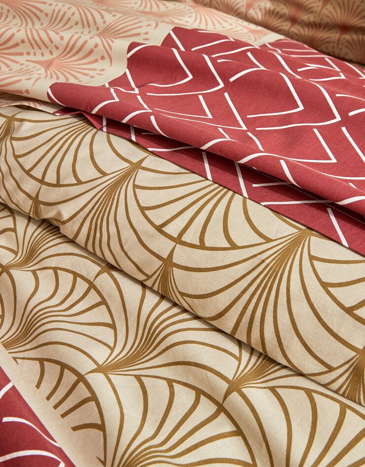 Linge de lit Eddy en coton à motifs graphiques (sable)