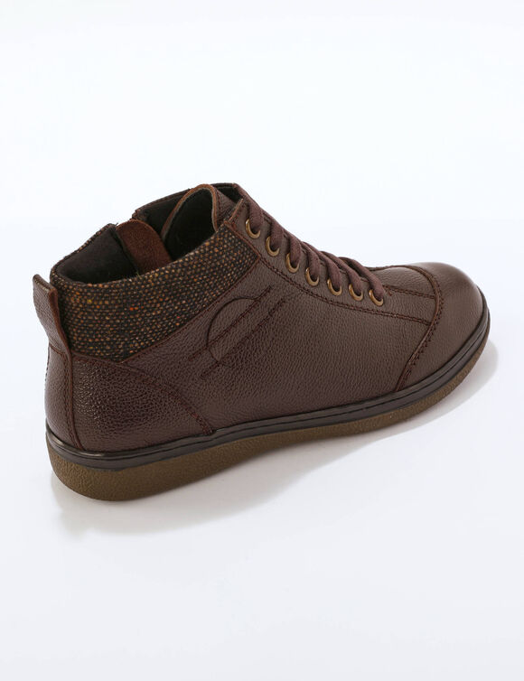 Boots détente lacées et zippées en cuir  (chocolat)
