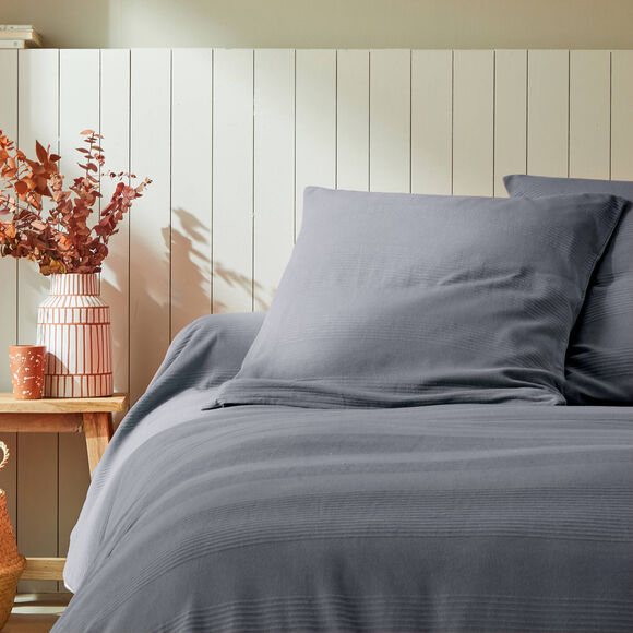 Jeté de lit uni tissé coton (gris anthracite)