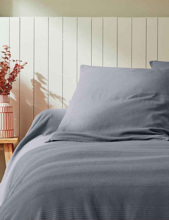 Jeté de lit uni tissé coton (gris anthracite)