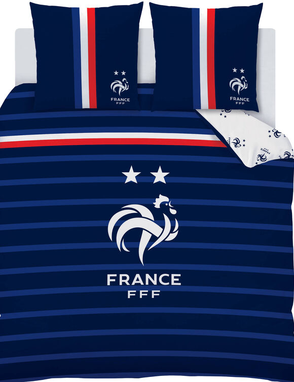 Parure de lit imprimée FFF - coton (bleu)