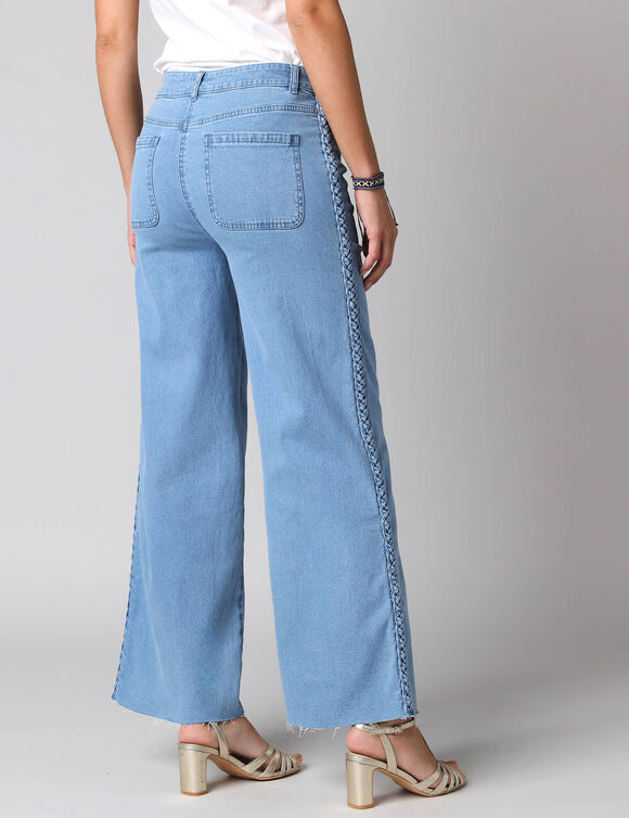 Wijde 7/8-jeans met vlechtwerk opzij (bleached)
