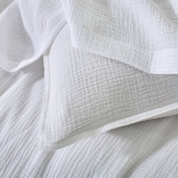 Linge de lit uni - double gaze de coton (blanc)