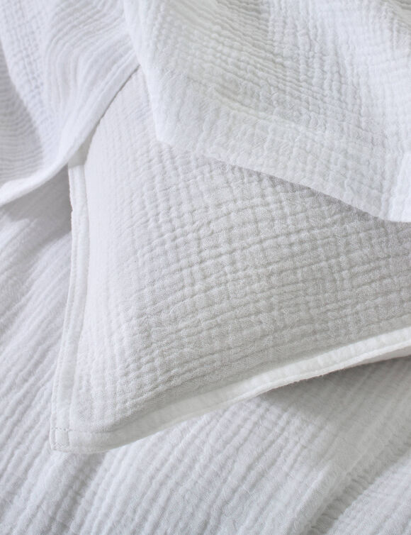 Linge de lit uni - double gaze de coton (blanc)