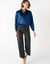Chemise volume ample unie, satin (bleu nuit)