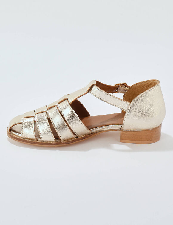 Platte sandalen in goudkleurig leer (goudkleurig)