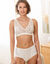 Culotte taille haute forme maxi en microfibre et dentelle Sardara - lot de 2 (ivoire)