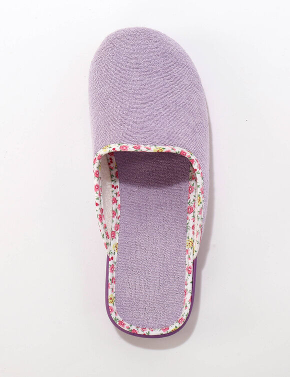 Mules plates souples biais fleuri (parme)