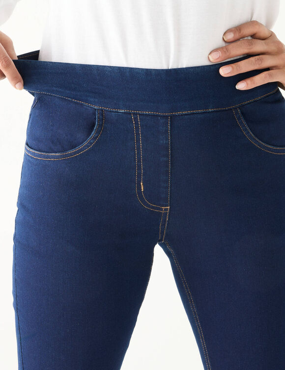 Jegging droit ultra stretch, maille effet jean (dark blue)