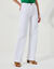Broek in twill, ruim model met hoge taille, grote lengte (wit)