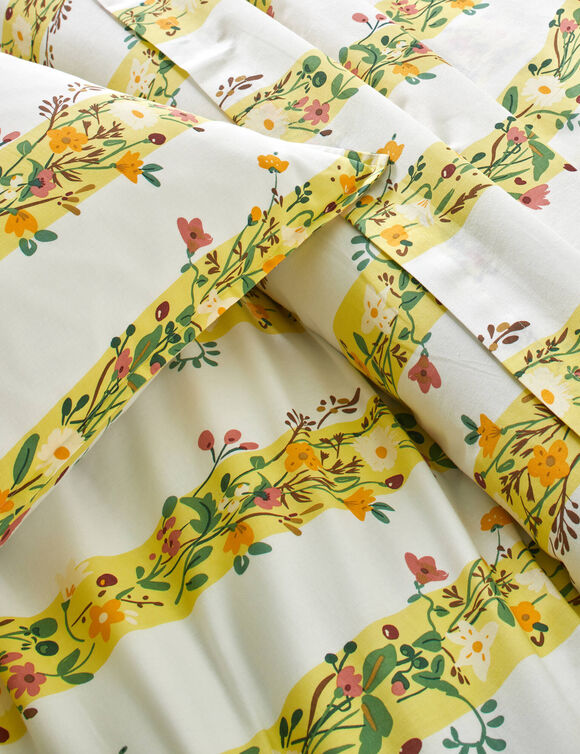 Linge de lit C&eacute;leste en coton imprim&eacute;  (jaune)