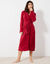 Peignoir in fleece met pluchetouch - 115 cm lang, lange mouwen (kersenrood)