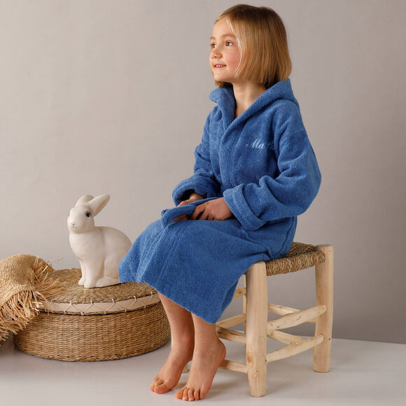 Personaliseerbare badjas met kap in badstof, kinderen (felblauw)