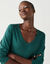 T-shirt met V-hals en lange mouwen (eucalyptus)