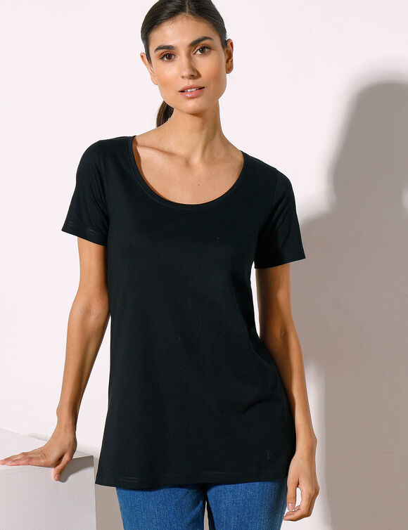 Effen T-shirt in biokatoen** met ronde hals, eco-verantwoord (zwart)