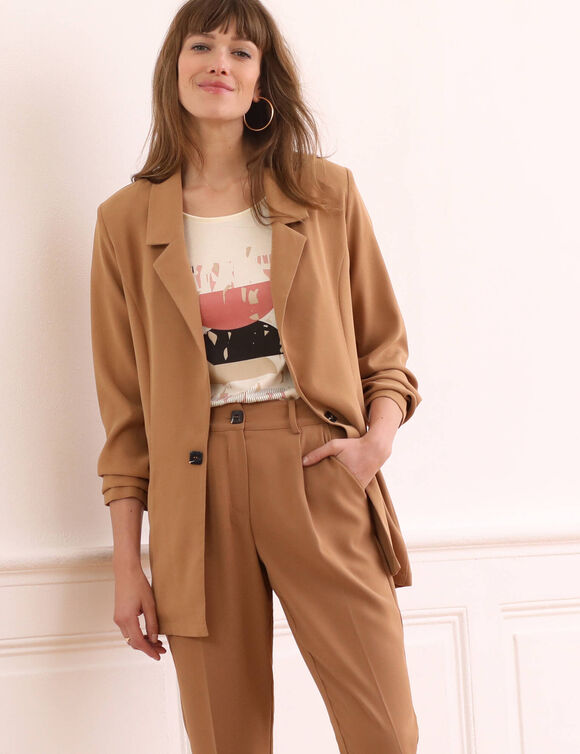 Veste blazer fluide manches longues (caramel)
