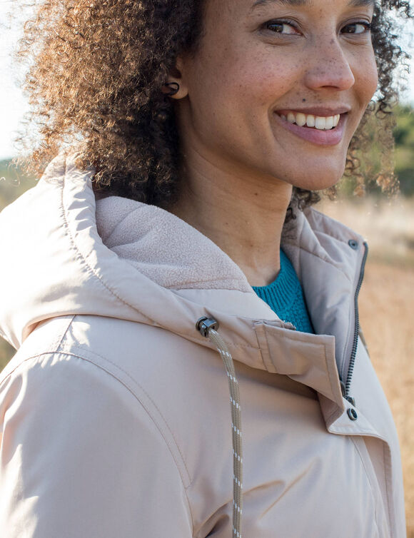 Parka imperméable zippée, à capuche (beige)
