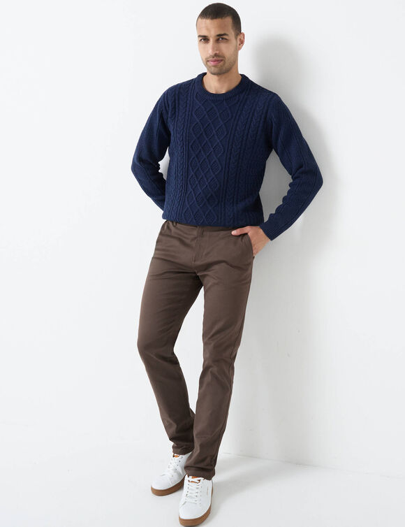 Pantalon chino &eacute;lastiqu&eacute; c&ocirc;t&eacute;s (marron)