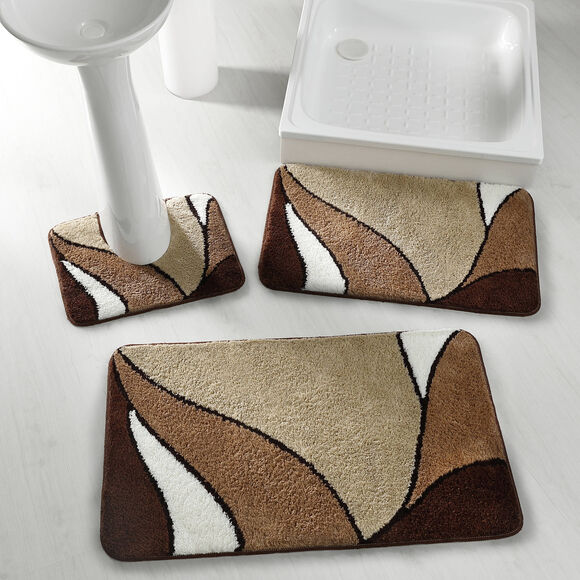 Tapis de bain motif végétal (marron)