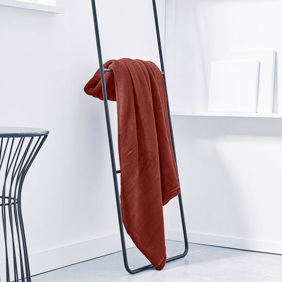 Plaid polaire toucher peluche (terracotta)