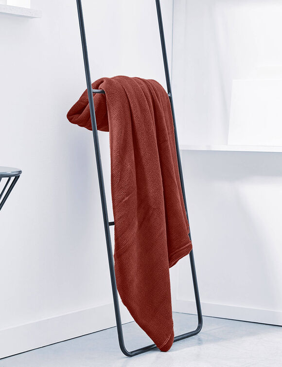 Plaid polar fleece met pluche gevoel (terracotta)